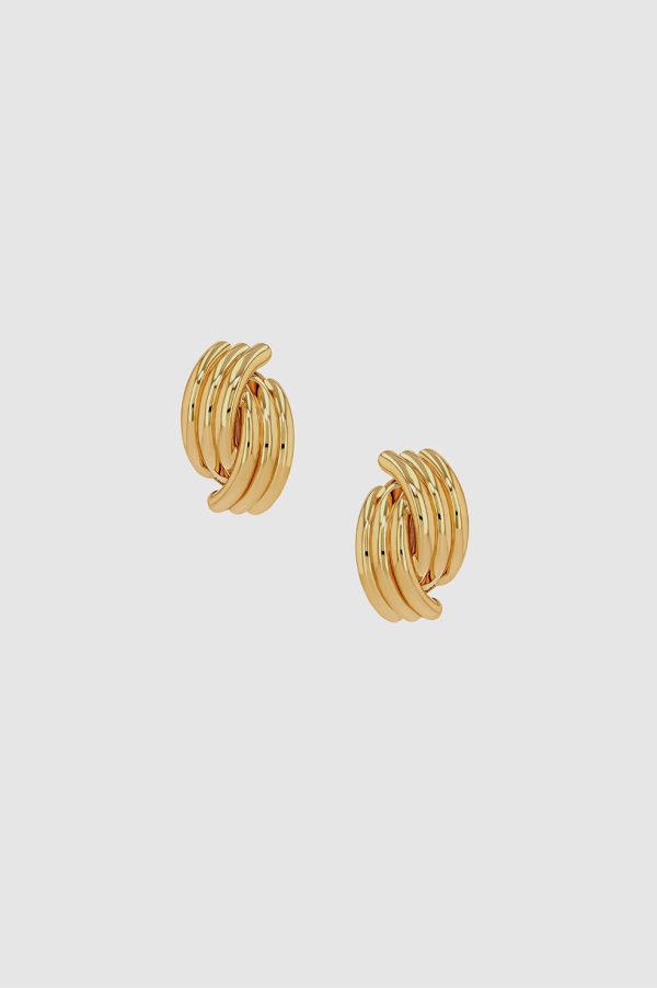 Crossover Ribbed Earrings - Gold Jetzt online