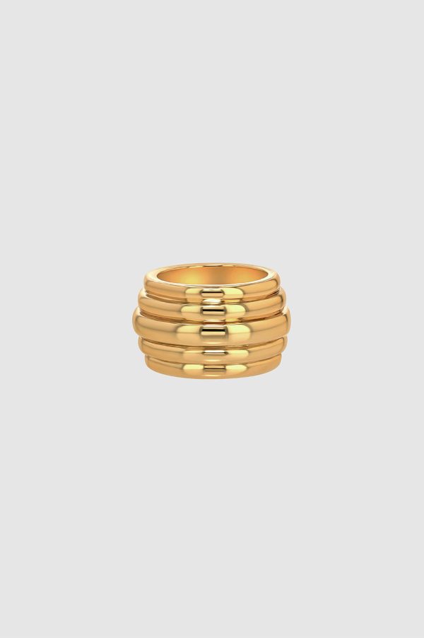 Chunky Ribbed Ring - Gold Verkauf – Bild 3